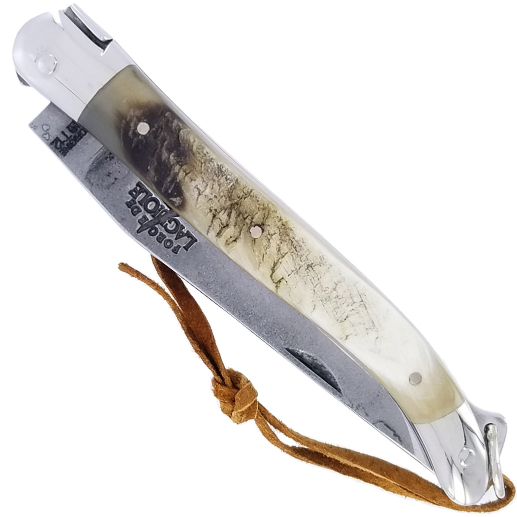 Couteau Forge de Laguiole Manche en Corne de Vaches de l’Aubrac 1 Pièce Inox Brillant Lame Brut de Forge 11cm