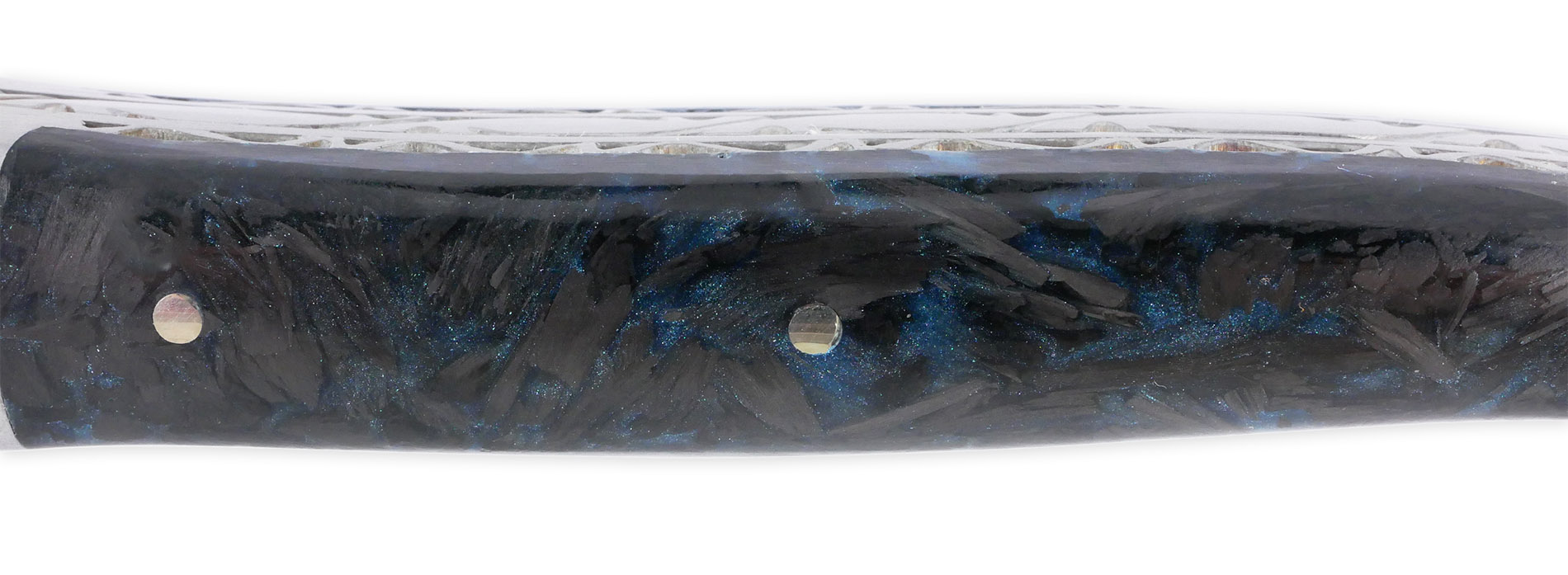 Couteau Laguiole en Aubrac 1 Pièce 12 cm Double Platines Carbone Pailleté Bleu Nacré 2 Mitres Inox Brossé Lame Inox Brossé Num3 – Image 5