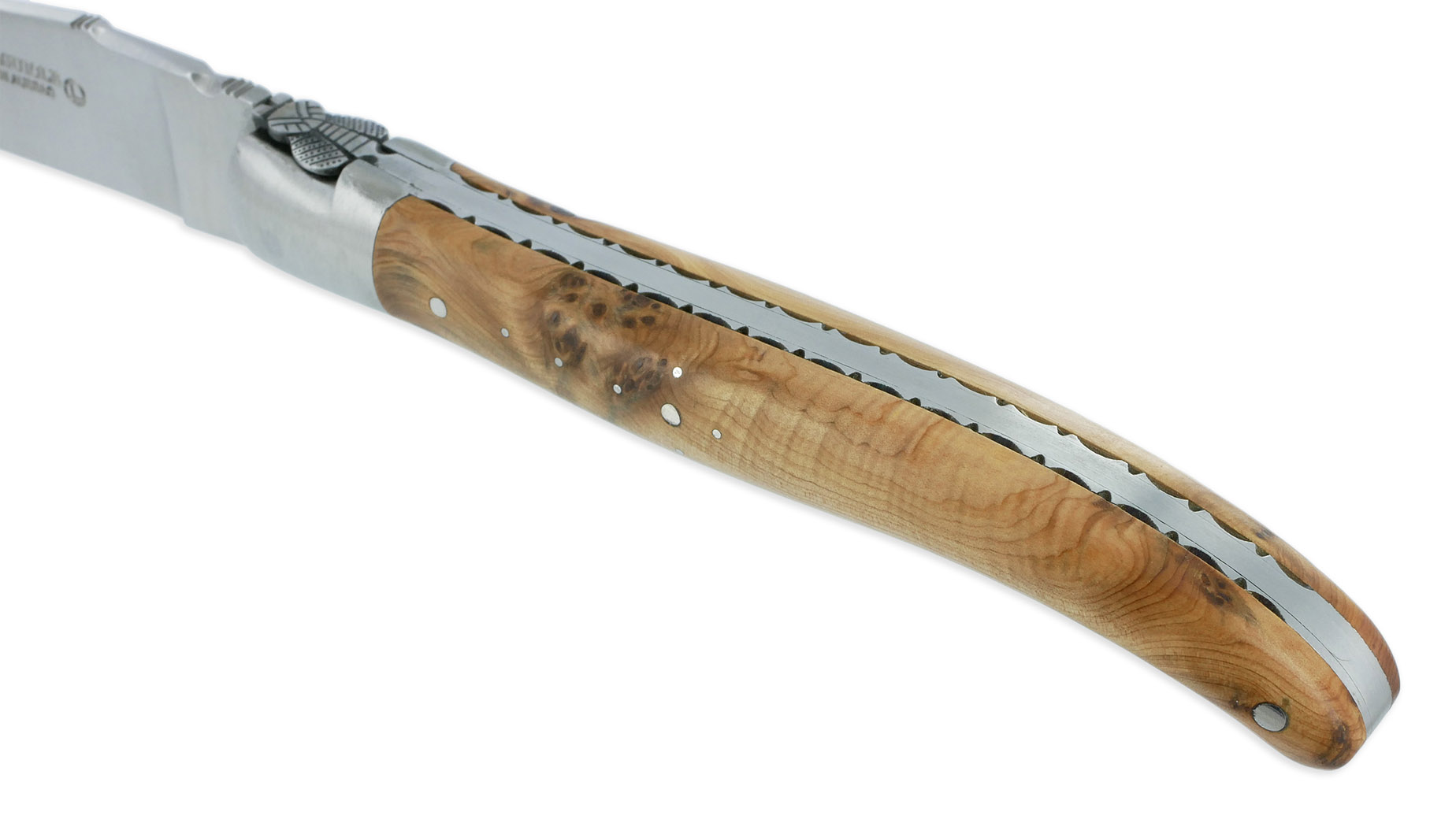 Couteau Laguiole en Aubrac 1 Pièce 12 cm Genévrier 1 Mitre Inox Brossé Décoration Abeille – Image 4