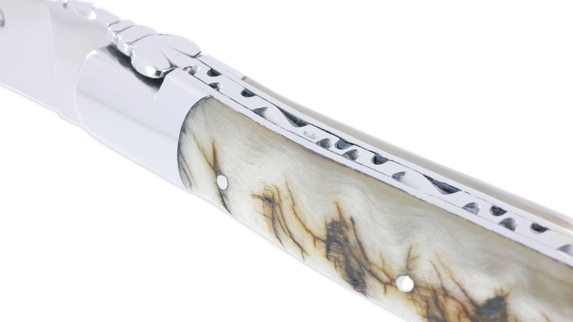 Couteau Laguiole en Aubrac 1 Pièce 12 cm Manche Croute de Bélier d’Ecosse 2 Mitres Inox Brillant – Image 3