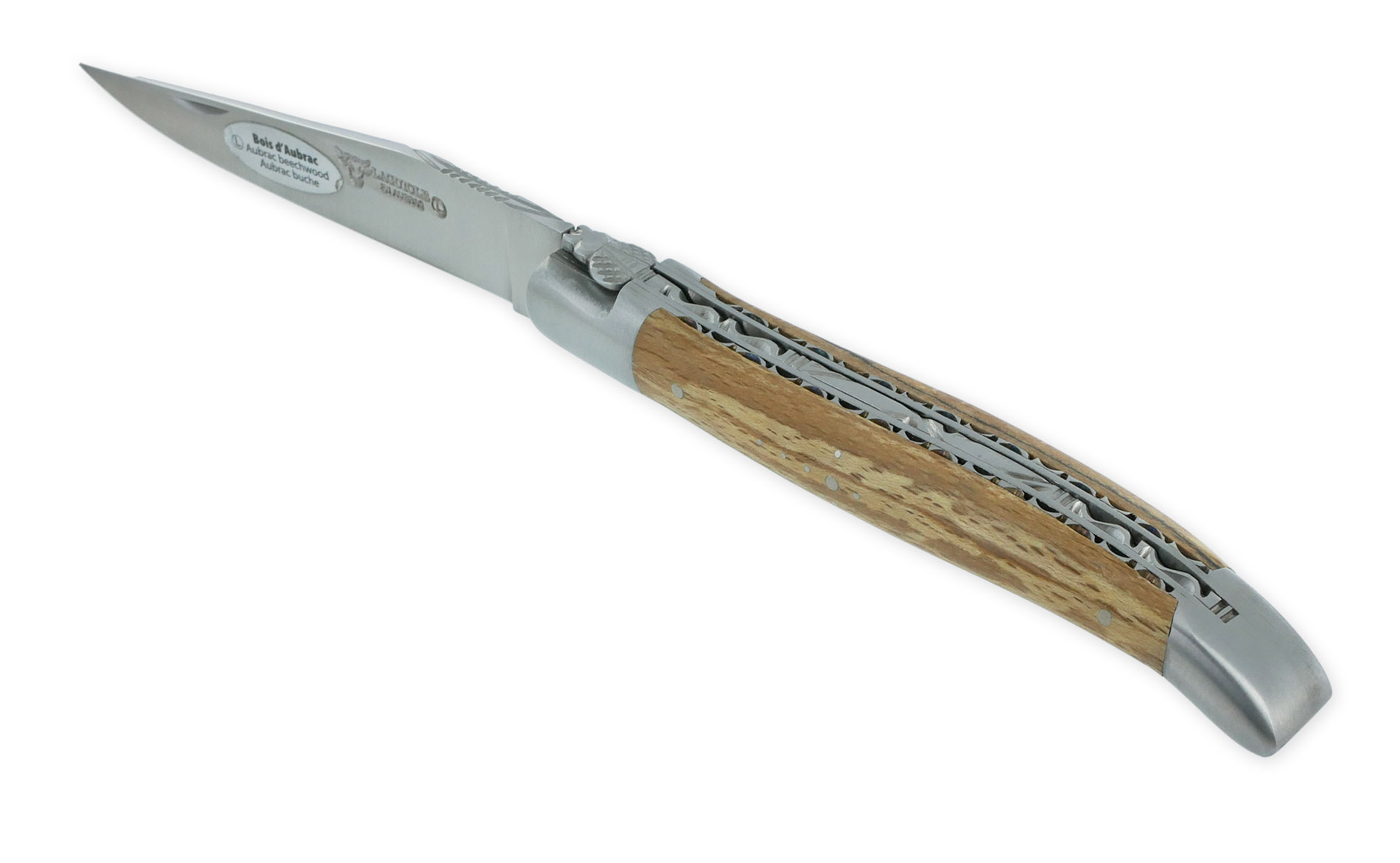 Couteau Laguiole en Aubrac 1 pièce 12cm Manche Bois d’Aubrac 2 Mitres Double Platines Finition Brossée – Image 4