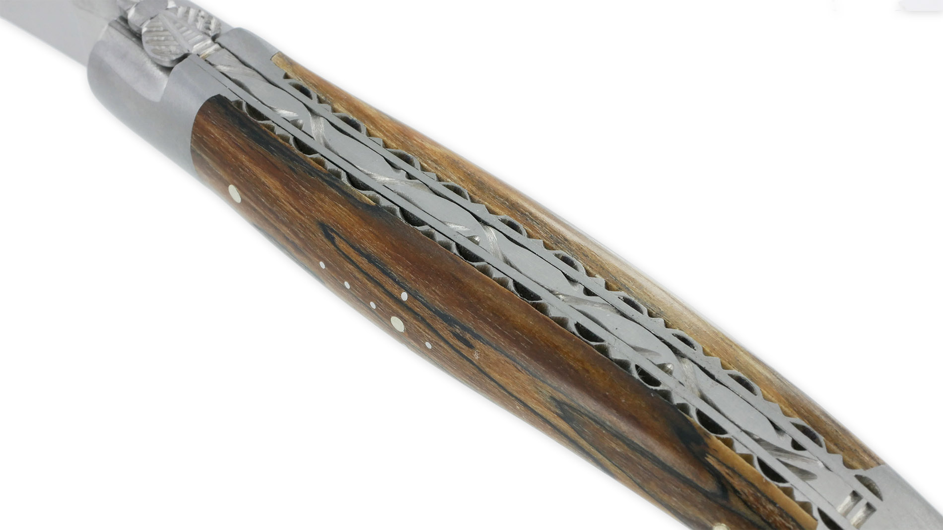 Couteau Laguiole en Aubrac 1 pièce 12cm Manche Bois d’Aubrac 2 Mitres Double Platines Finition Brossée NUM3 – Image 3