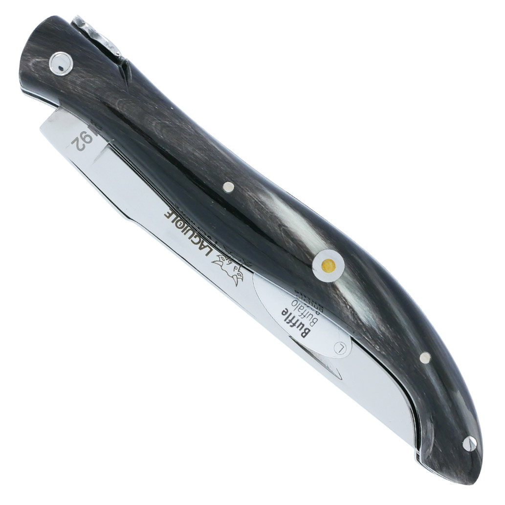 Couteau Laguiole en Aubrac Le Coupé Buffle Origine Porsche Plein Manche 12 cm Finition Brillante
