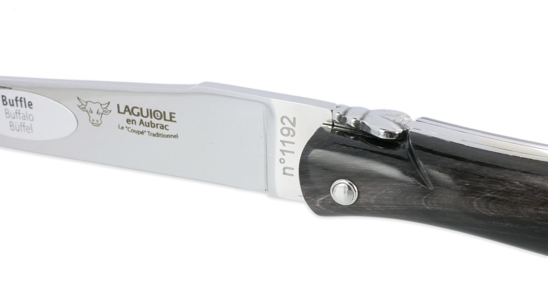 Couteau Laguiole en Aubrac Le Coupé Buffle Origine Porsche Plein Manche 12 cm Finition Brillante – Image 4