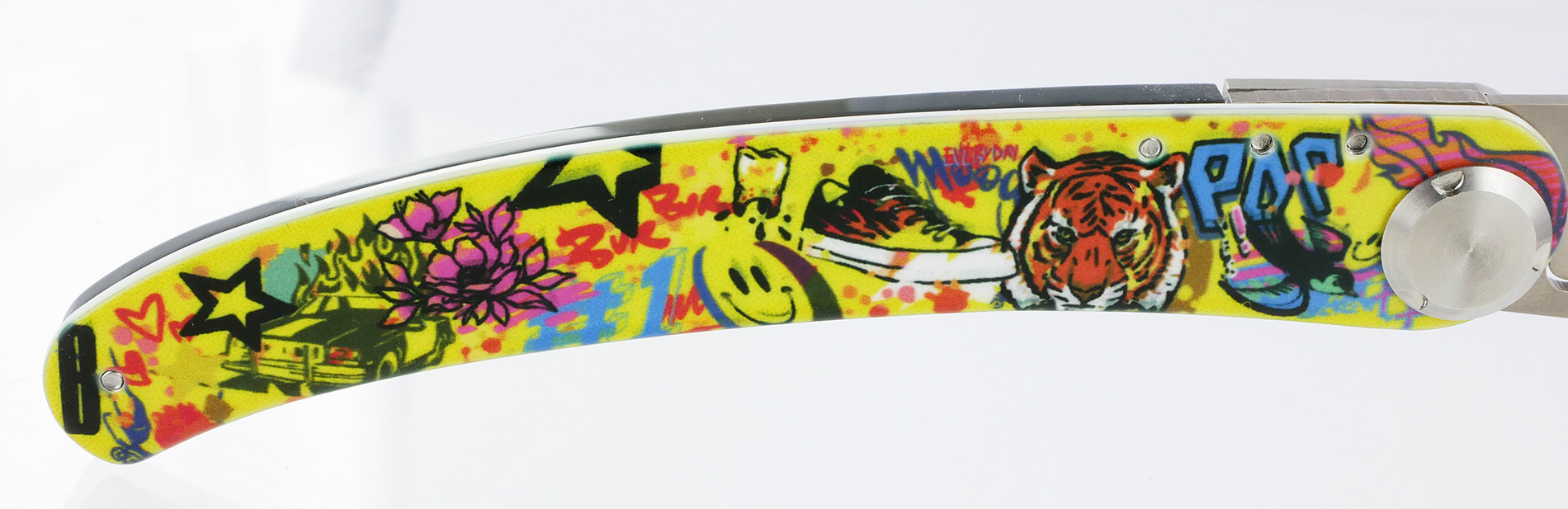 Couteau Le Coq Français Pop Art par BUR ARTIST Modèle Pop Art Jaune – Image 3