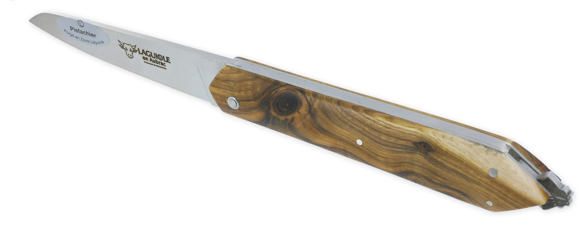 Couteau Pliant Laguiole en Aubrac “Le Bee-Back” en Pistachier Plein Manche Finition Brossé 11,5 cm – Image 2