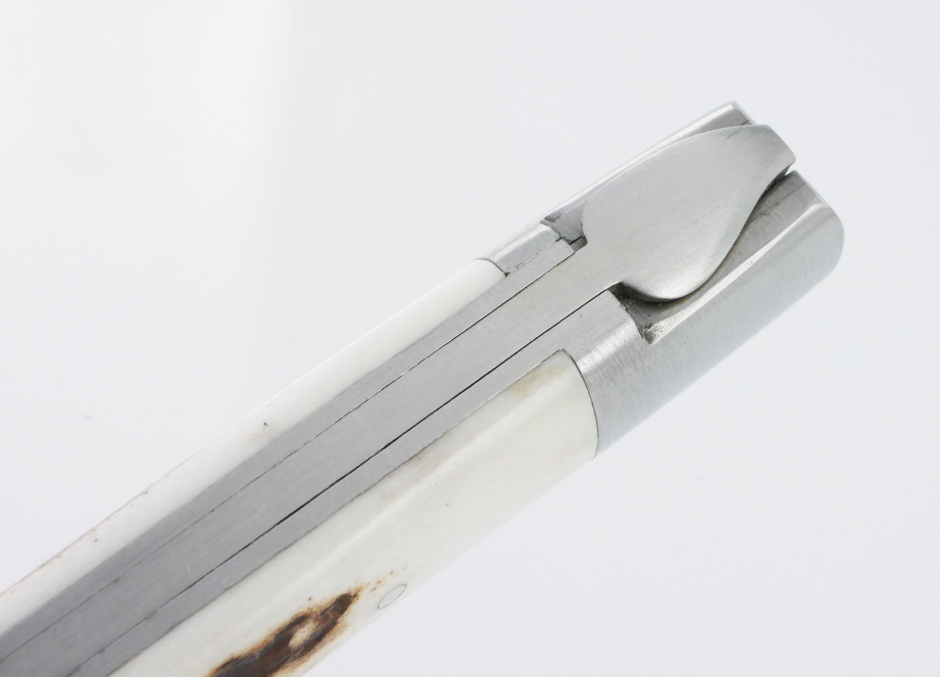 Couteau SAUVETERRE 1 pièce 11 cm Manche Bois de cerf 1 Mitre Inox Brossé Num2 – Image 2