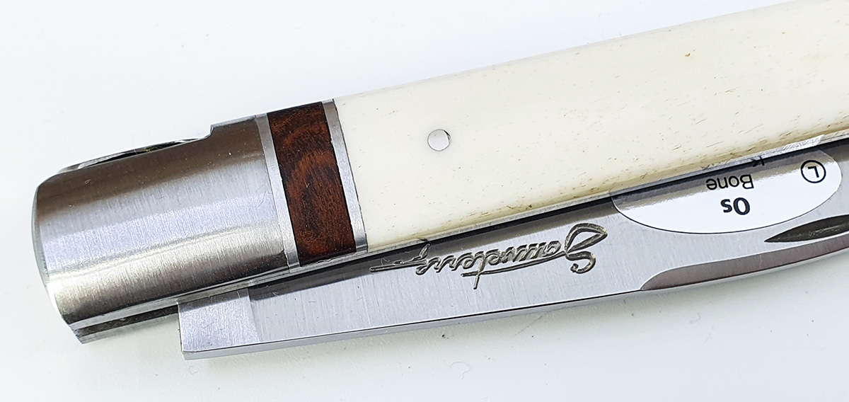 Couteau SAUVETERRE 1 pièce 11 cm Manche Os 1 Mitre Inox Brossé Cornière Amourette – Image 2