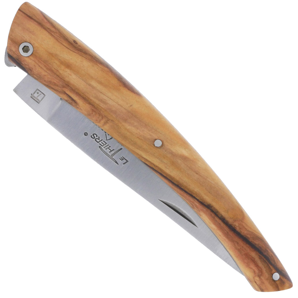 Couteau le Thiers Laguiole Arbalète Plein Manche Olivier 12 cm