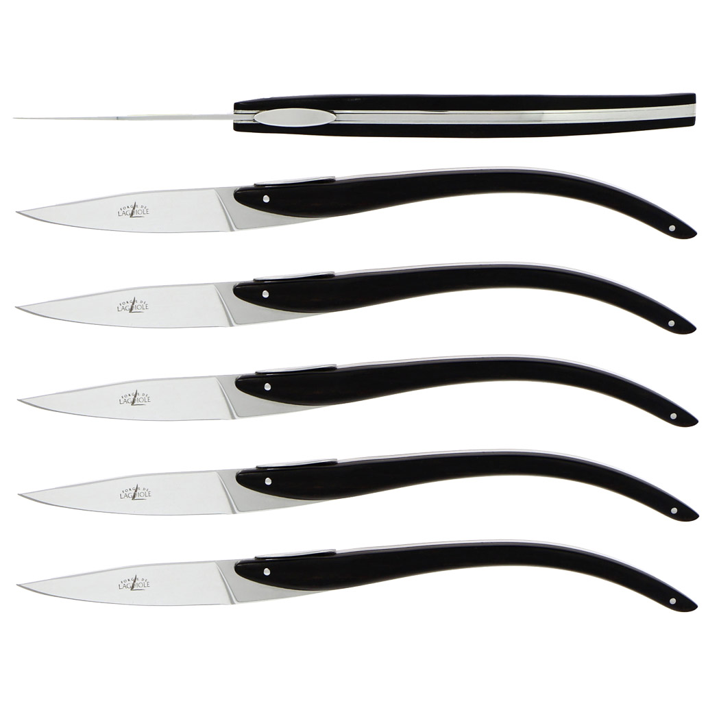 Couteaux de table Forge de Laguiole Anne Sophie PIC Manches Ebène (Set de 6)