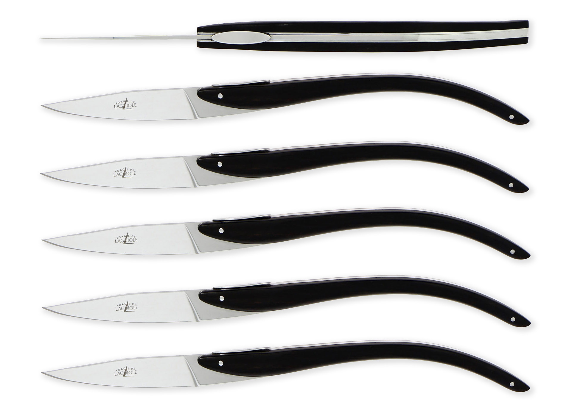 Couteaux de table Forge de Laguiole Anne Sophie PIC Manches Ebène (Set de 6) – Image 3