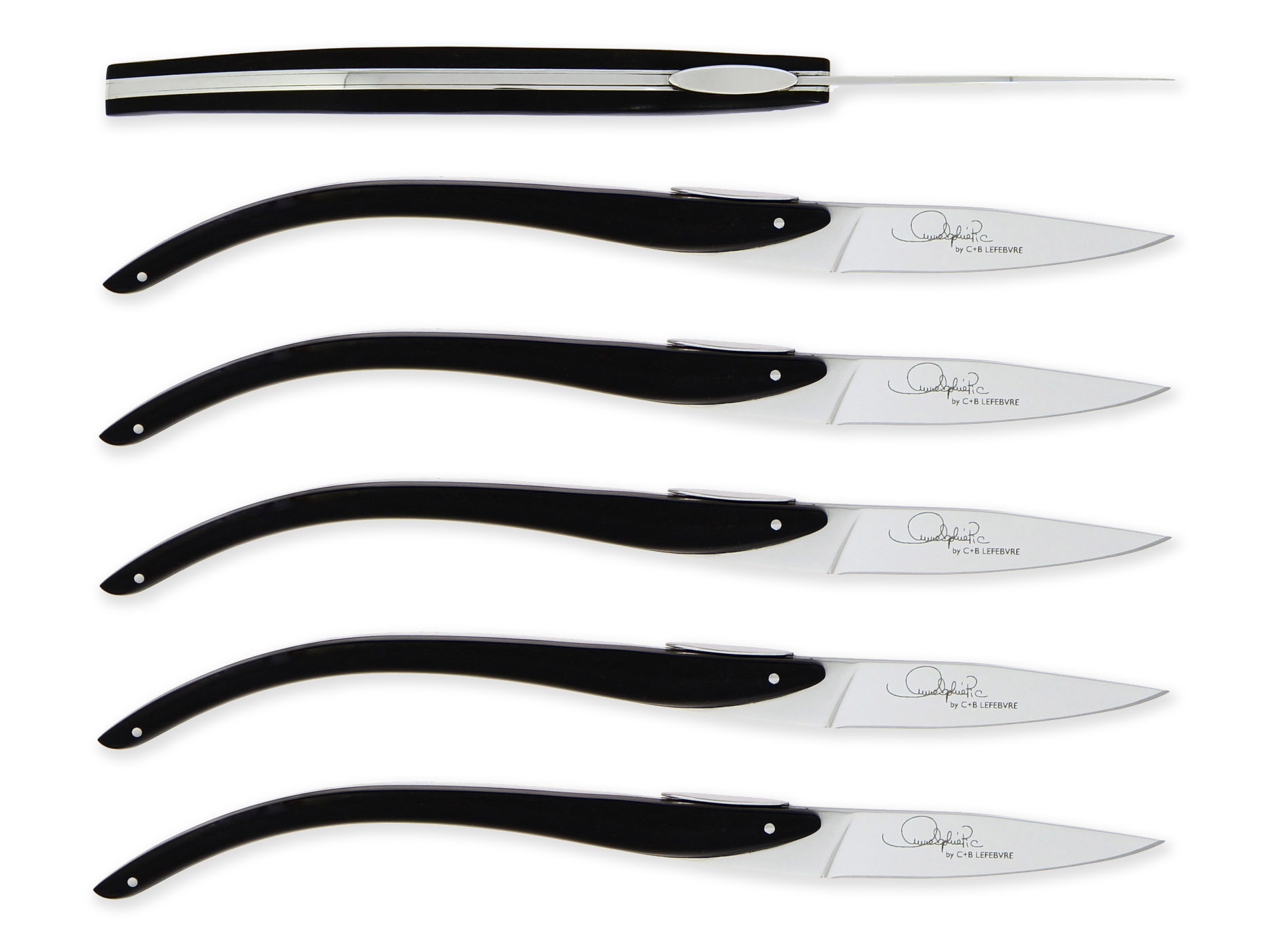 Couteaux de table Forge de Laguiole Anne Sophie PIC Manches Ebène (Set de 6) – Image 2