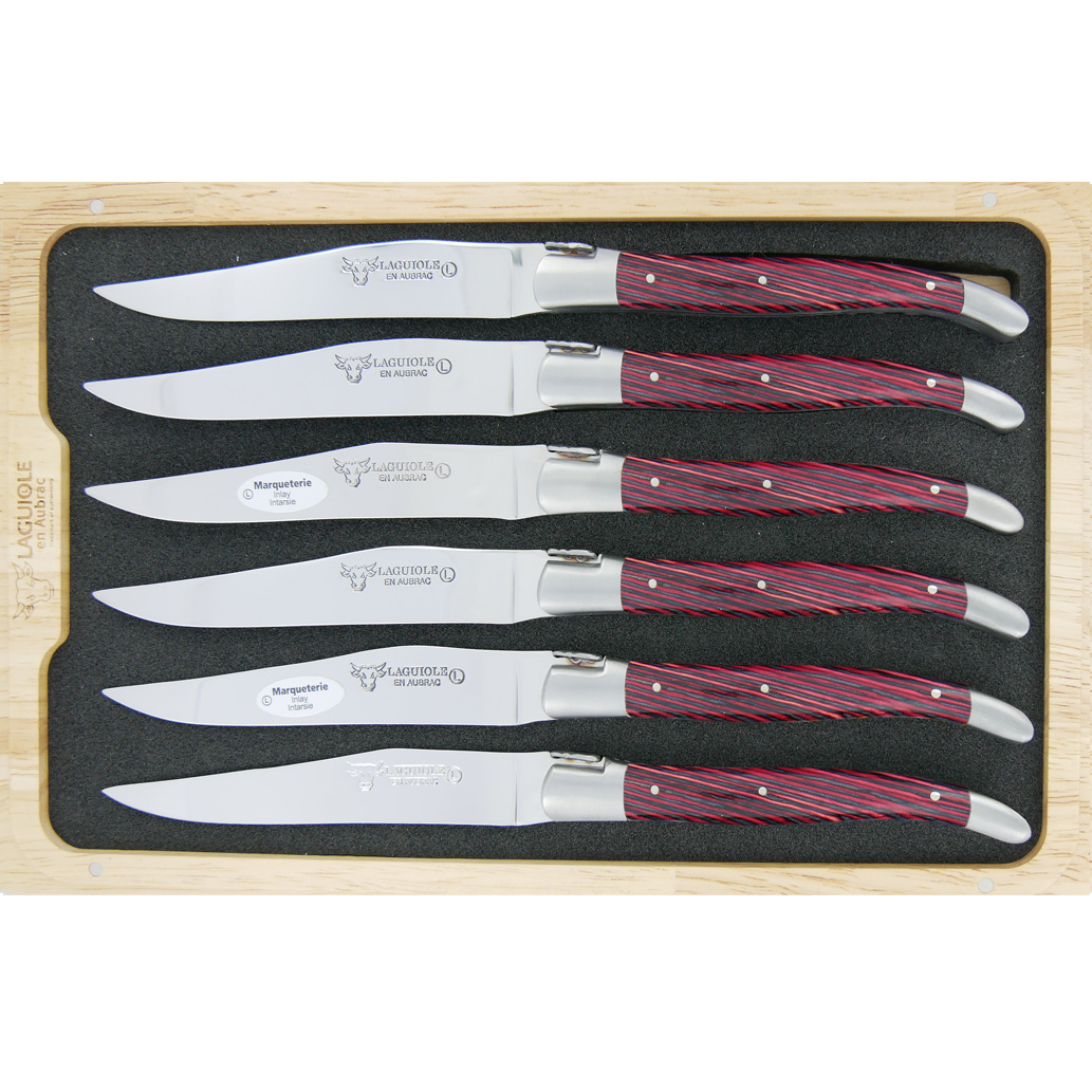 Couteaux de table Laguiole en Aubrac  Samba Rose (Set de 6)