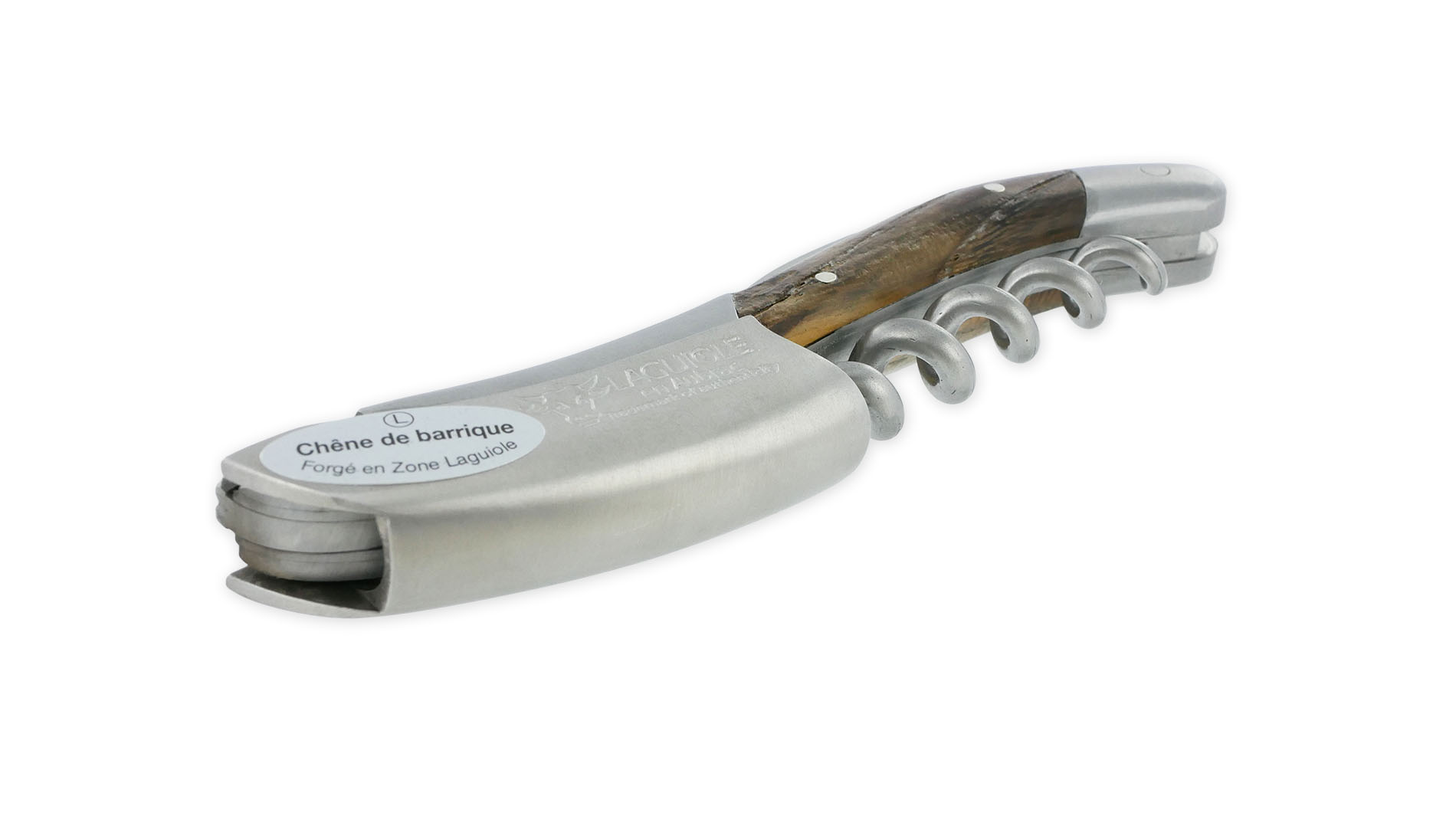 Sommelier Laguiole en Aubrac Chêne de Barrique Mouche Prestige Ressort Personnalisable finition brossé – Image 2