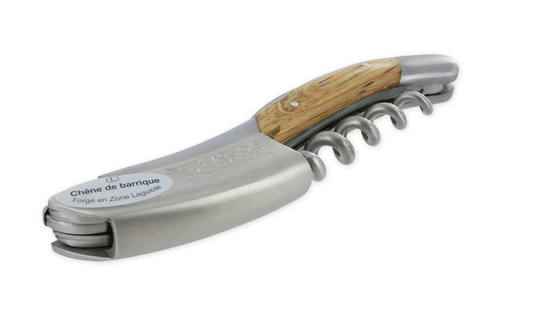Sommelier Laguiole en Aubrac Chêne de Barrique Ressort Personnalisable finition brossé – Image 2