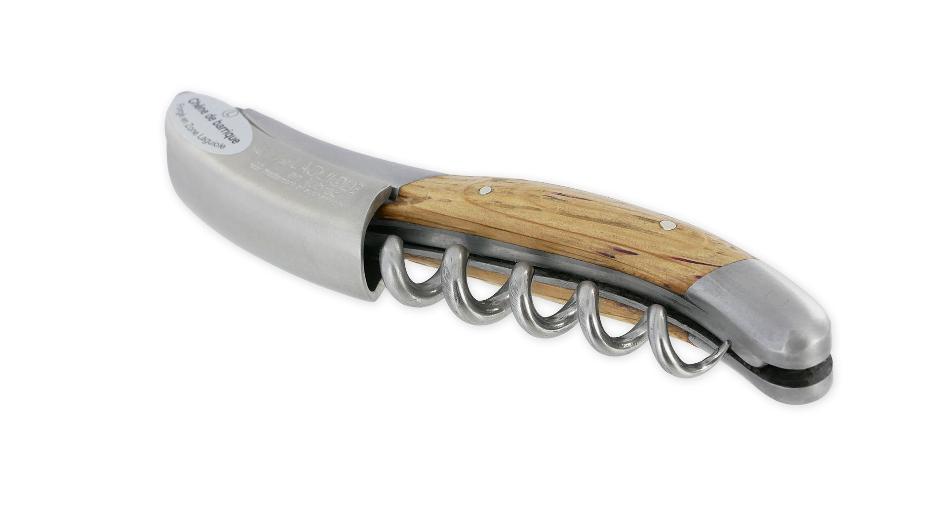 Sommelier Laguiole en Aubrac Chêne de Barrique Ressort Personnalisable finition brossé – Image 3