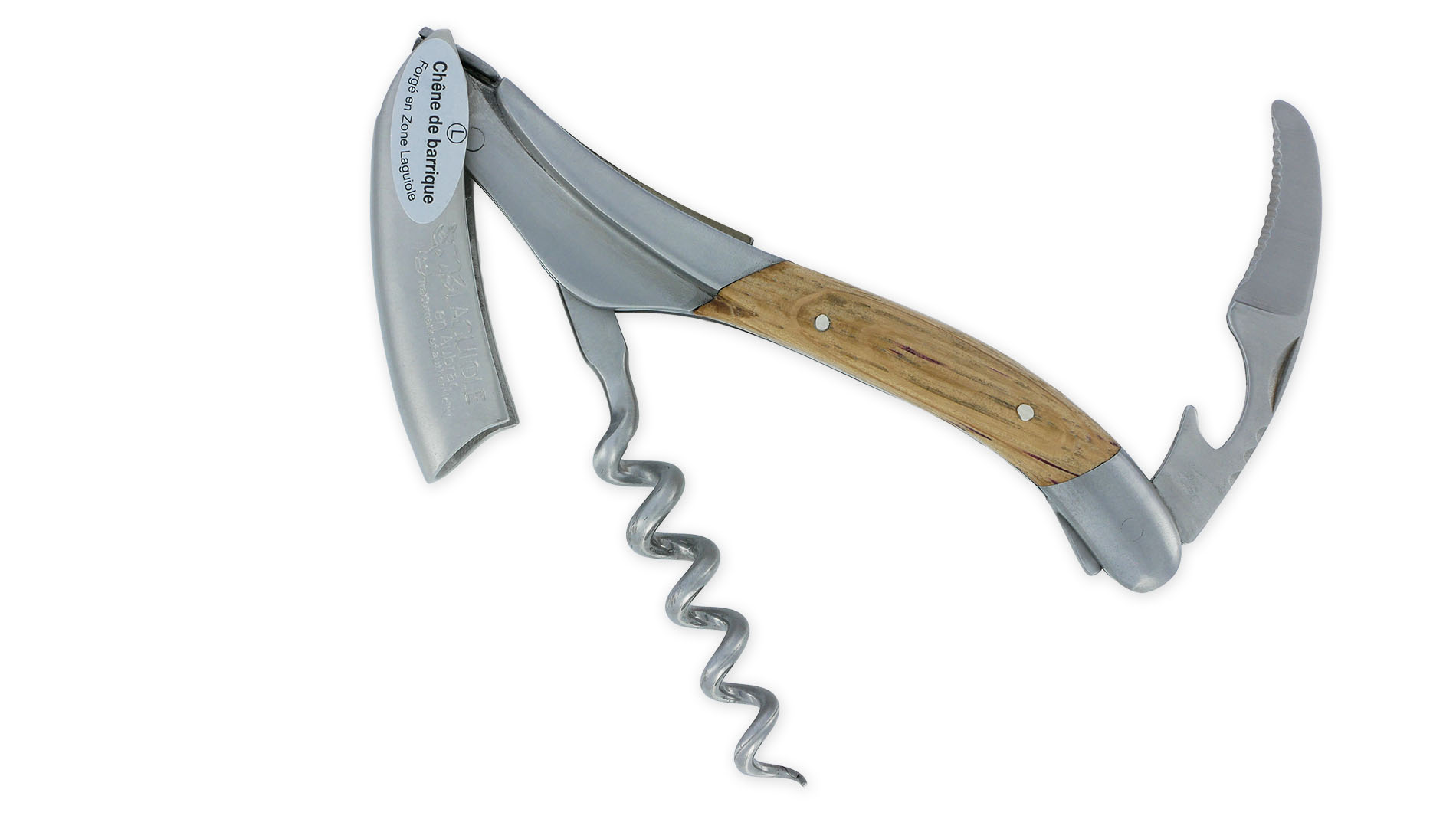 Sommelier Laguiole en Aubrac Chêne de Barrique Ressort Personnalisable finition brossé – Image 6