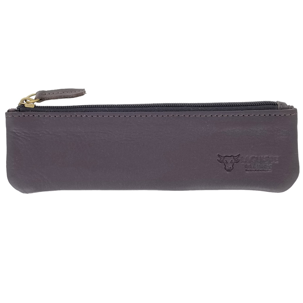 Trousse cuir avec Zip Laguiole en Aubrac pour Couteaux ou Sommeliers Marron