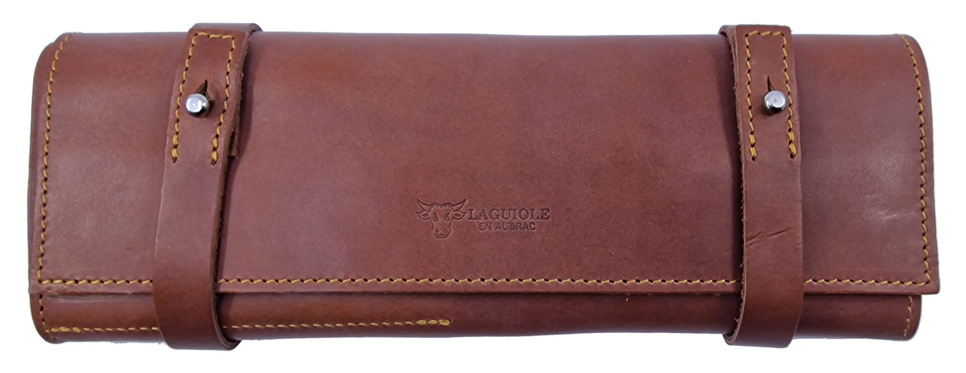 Etui cuir Laguiole en Aubrac pour 6 Couteaux de Table Couleur Fauve – Image 2